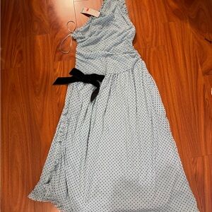 NWT urban outfitters Blue Polka Dot Dress with Black Bows detail